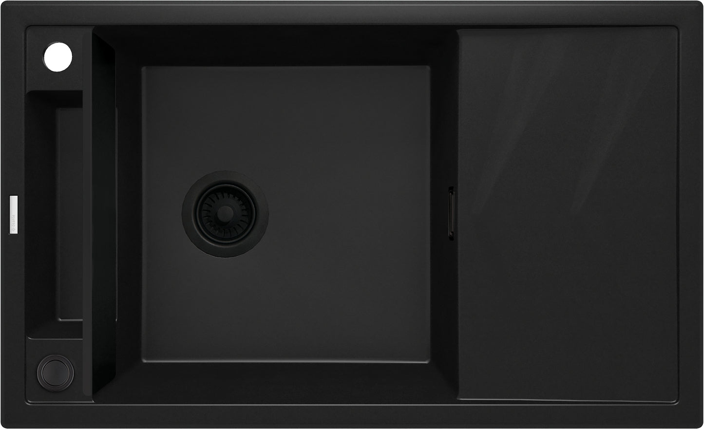 Deante MAGNETIC Granitspüle Abtropffläche & modulare Ablage 82 x 50 cm Schwarz