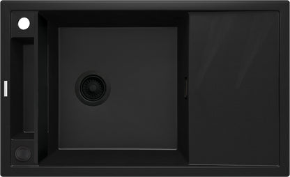 Deante MAGNETIC Granitspüle Abtropffläche & modulare Ablage 82 x 50 cm Schwarz