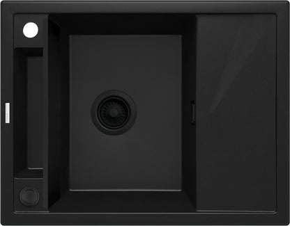Deante MAGNETIC Granitspüle Abtropffläche & modulare Ablage 64 x 50 cm Schwarz