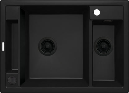 Deante MAGNETIC Granitspüle mit modularer Ablagefläche 1,5-Becken 69 x 50 cm Schwarz