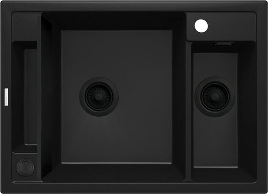 Deante MAGNETIC Granitspüle mit modularer Ablagefläche 1,5-Becken 69 x 50 cm Schwarz