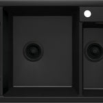 Deante MAGNETIC Granitspüle mit modularer Ablagefläche 1,5-Becken 69 x 50 cm Schwarz