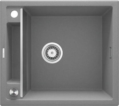 Deante MAGNETIC Granitspüle mit modularer Ablagefläche 1-Becken 56 x 50 cm Grau Metallic