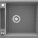 Deante MAGNETIC Granitspüle mit modularer Ablagefläche 1-Becken 56 x 50 cm Grau Metallic