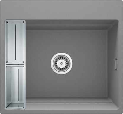 Deante MAGNETIC Granitspüle mit geräumigem Becken modular 56 x 50 cm Grau Metallic