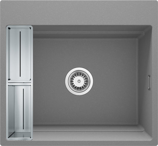 Deante MAGNETIC Granitspüle mit geräumigem Becken modular 56 x 50 cm Grau Metallic