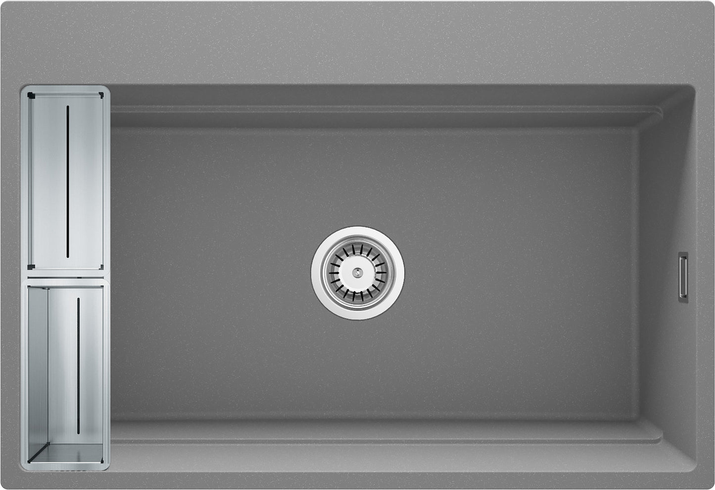 Deante MAGNETIC Granitspüle mit geräumigem Becken modular 76 x 52 cm Grau Metallic
