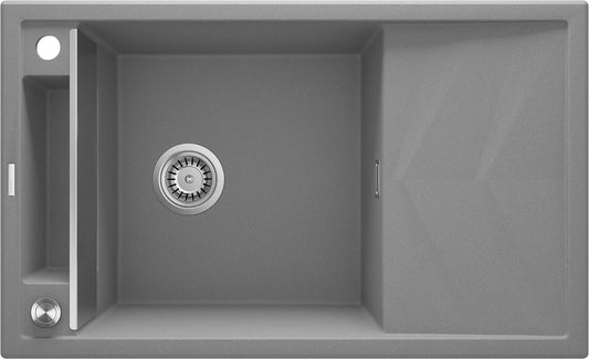Deante MAGNETIC Granitspüle Abtropffläche & modulare Ablage 82 x 50 cm Grau Metallic