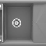 Deante MAGNETIC Granitspüle Abtropffläche & modulare Ablage 64 x 50 cm Grau Metallic