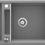 Deante MAGNETIC Granitspüle mit modularer Ablagefläche 2-Becken 116 x 50 cm Grau Metallic