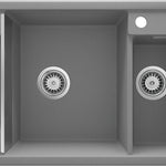 Deante MAGNETIC Granitspüle mit modularer Ablagefläche 1,5-Becken 69 x 50 cm Grau Metallic