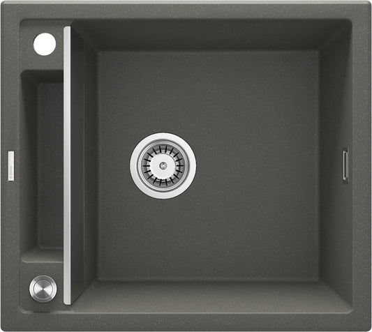 Deante MAGNETIC Granitspüle mit modularer Ablagefläche 1-Becken 56 x 50 cm Anthrazit Metallic