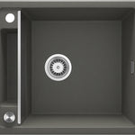 Deante MAGNETIC Granitspüle mit modularer Ablagefläche 1-Becken 56 x 50 cm Anthrazit Metallic