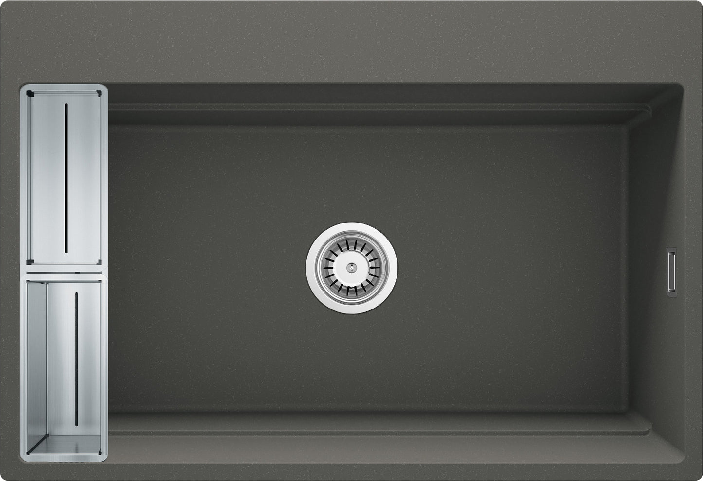 Deante MAGNETIC Granitspüle mit geräumigem Becken modular 76 x 52 cm Anthrazit Metallic