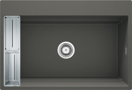 Deante MAGNETIC Granitspüle mit geräumigem Becken modular 76 x 52 cm Anthrazit Metallic