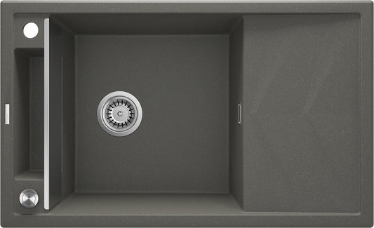 Deante MAGNETIC Granitspüle Abtropffläche & modulare Ablage 82 x 50 cm Anthrazit Metallic