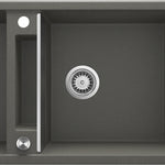 Deante MAGNETIC Granitspüle mit modularer Ablagefläche 2-Becken 116 x 50 cm Anthrazit Metallic