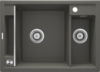 Deante MAGNETIC Granitspüle mit modularer Ablagefläche 1,5-Becken 69 x 50 cm Anthrazit Metallic