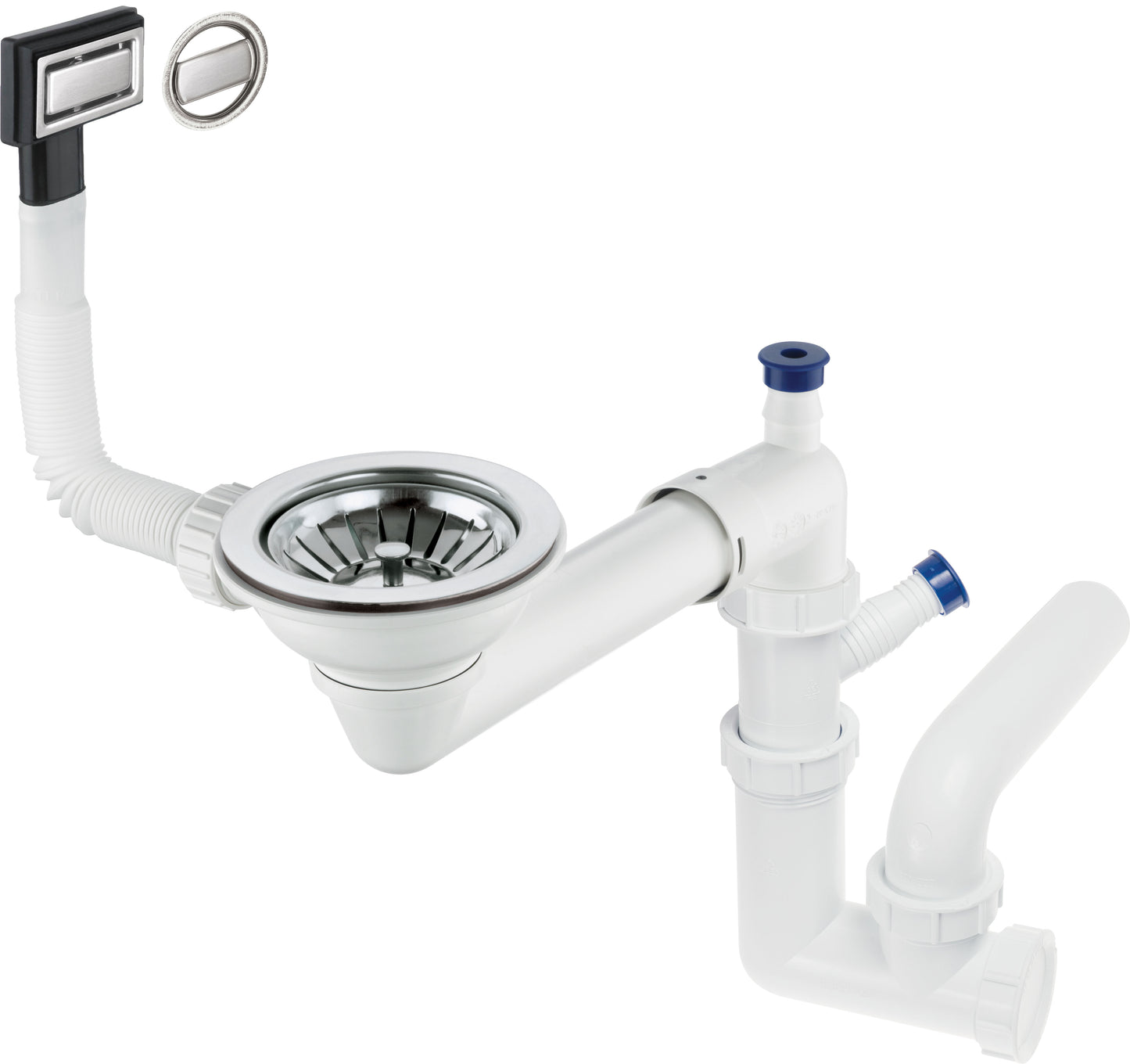 Deante SPACE SAVER automatischer Siphon für Spülen mit 1 Becken Weiß / Stahl gebürstet