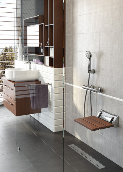 Deante VITAL Duschklappsitz Badezimmer-Klappsitz Braun-Chrom